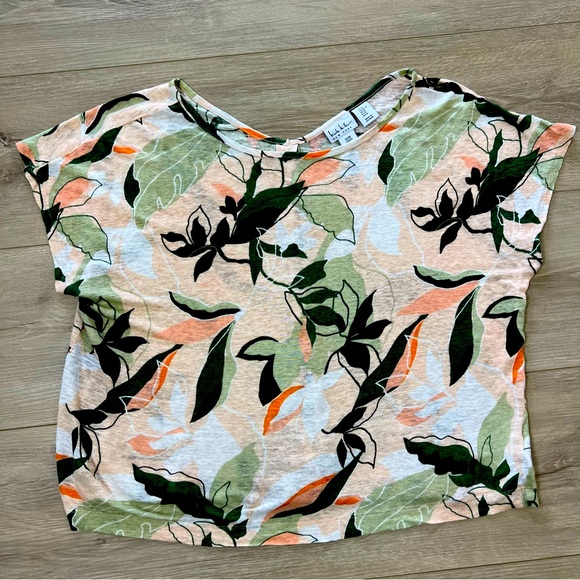 Nicole Miller New York 100% Linen Floral Top Size XL - Picture 1 of 7